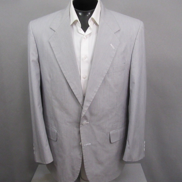 Hardy Amies Mens Sport Coat 44S‎ Blue Pinstripe Single Vent Summer Light - Picture 1 of 14
